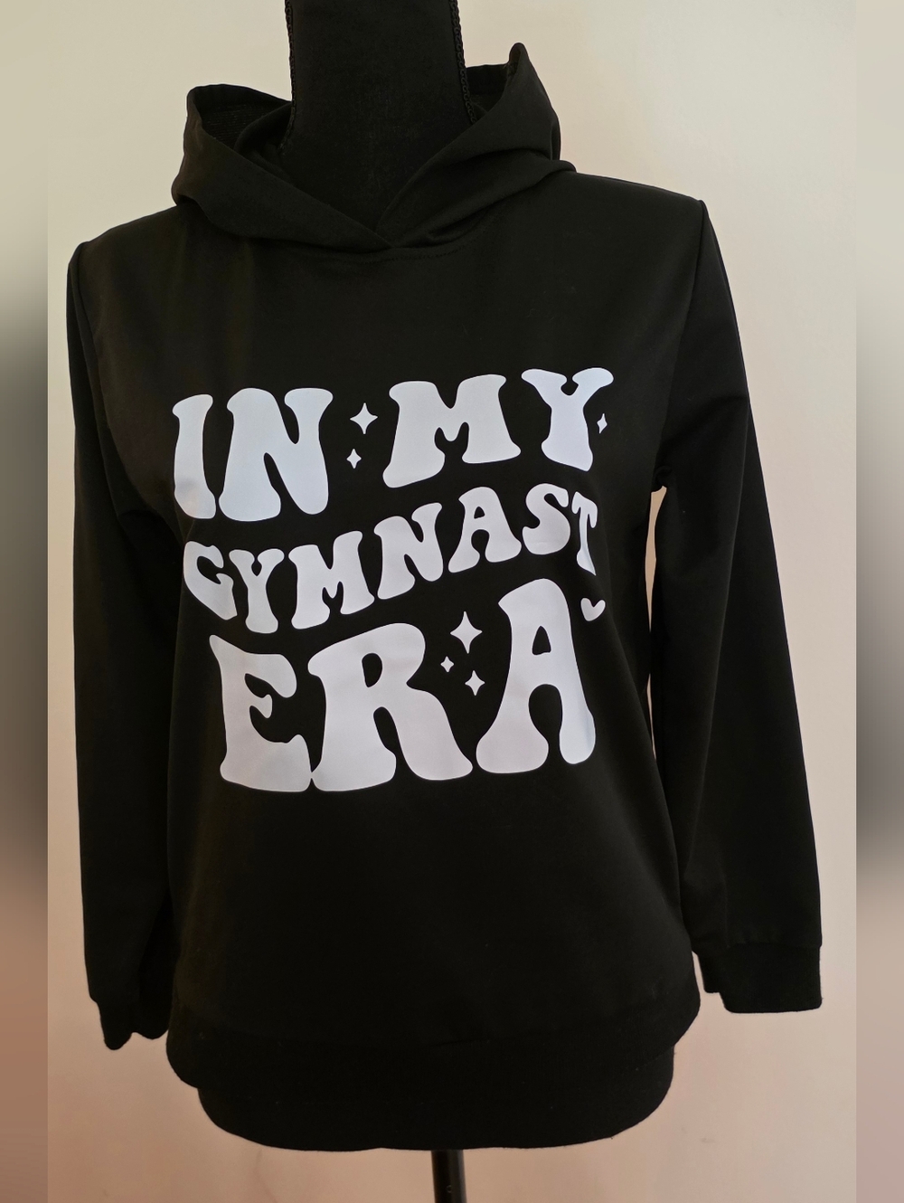 Adorable Girl's Black Graphic Hoodie "IN MY GYMNAST ERA" (Size 10-11Y)